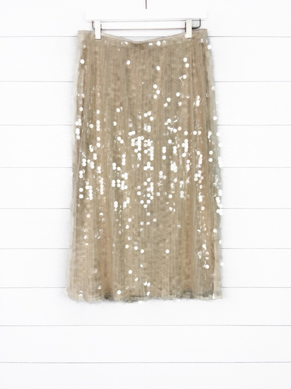 Old Navy High Waisted Sequin Midi Pencil Skirt Ivory Large